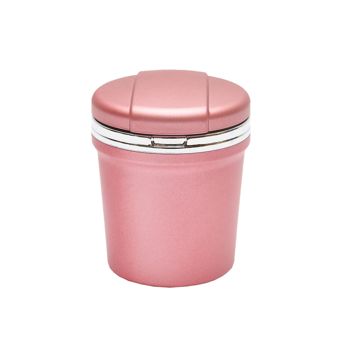 Universal pink-silver car ashtray with multicolor LED light